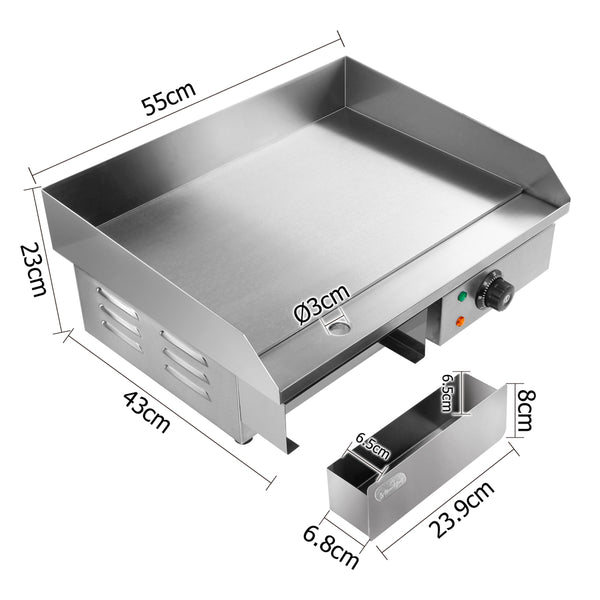 5 Star Chef 3000W Electric Griddle Hot Plate - Stainless Steel