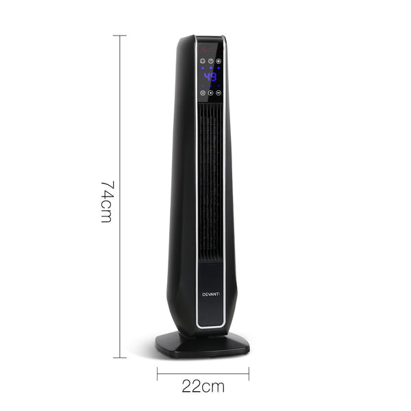 Devanti 2400W Electric Ceramic Tower Heater - Black