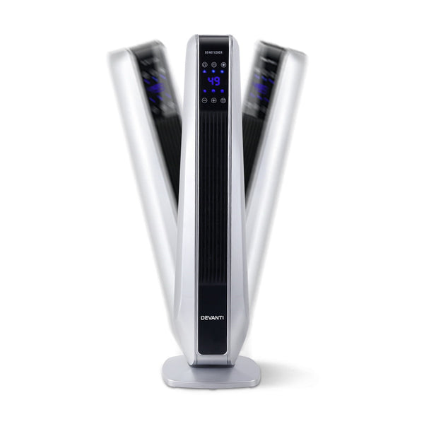 Devanti 2400W Electric Ceramic Tower Heater - Silver