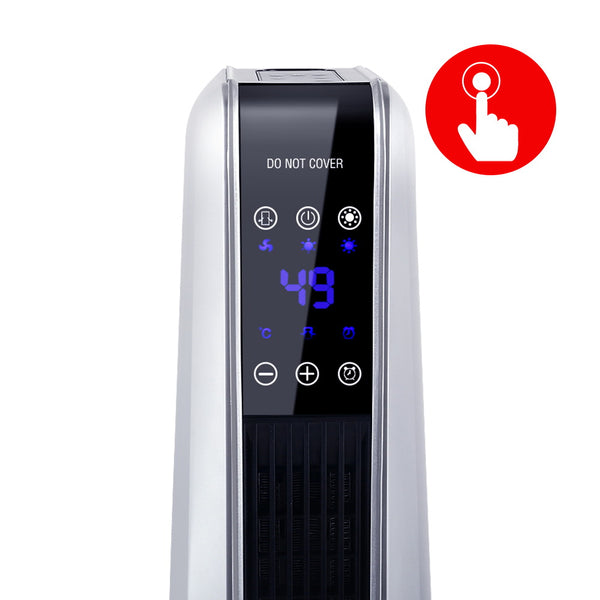 Devanti 2400W Electric Ceramic Tower Heater - Silver