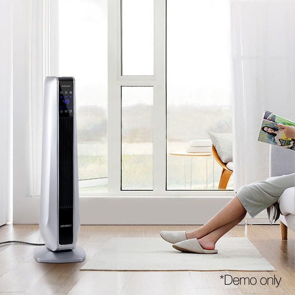 Devanti 2400W Electric Ceramic Tower Heater - Silver