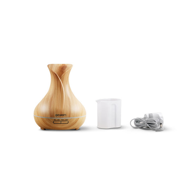 Devanti 400ml 4 in 1 Aroma Diffuser - Light Wood