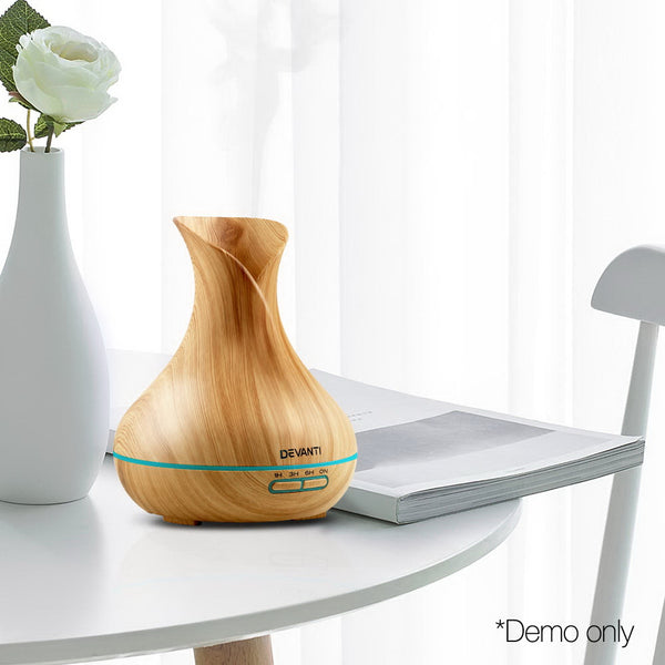 Devanti 400ml 4 in 1 Aroma Diffuser - Light Wood