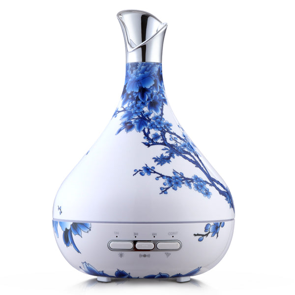 DEVANTI Aroma Diffuser Aromatherapy LED Night Light Air Humidifier Purifier Blue And White Porcelain Pattern 300ml