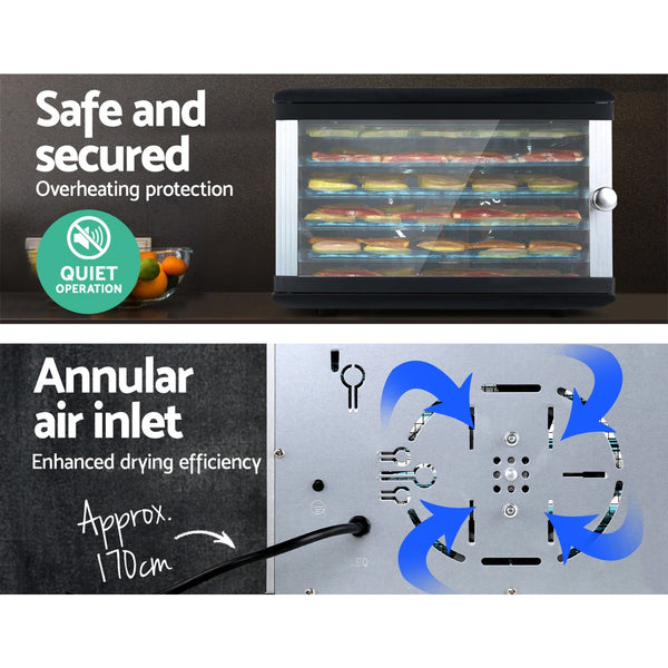 DEVANTI 6 Trays Commercial Food Dehydrator Fruit Dryer