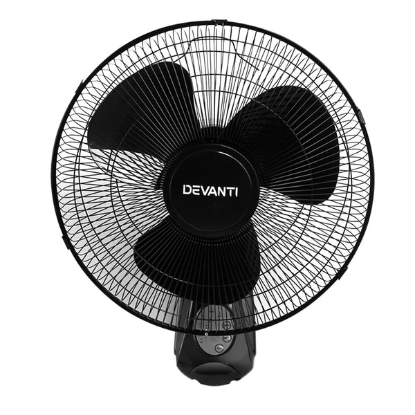 Devanti 40cm 16 Wall Mountable Fan - Black"