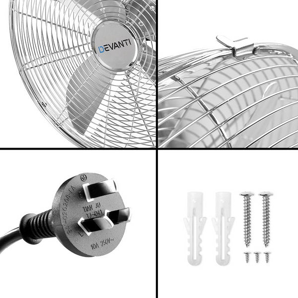 Devanti 40cm 16 Wall Mountable Fan - Silver"
