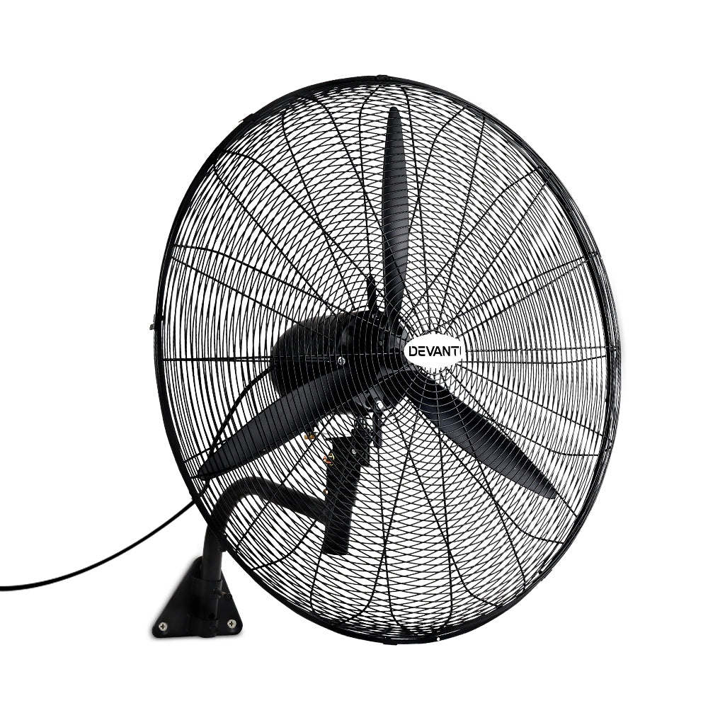 Devanti Industrial Wall Mounted Fan – Black