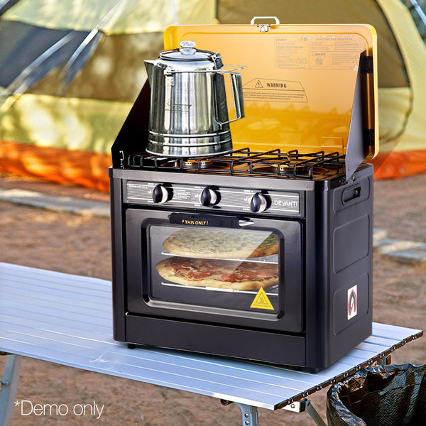 Devanti 3 Burner Portable Oven - Black & Yellow