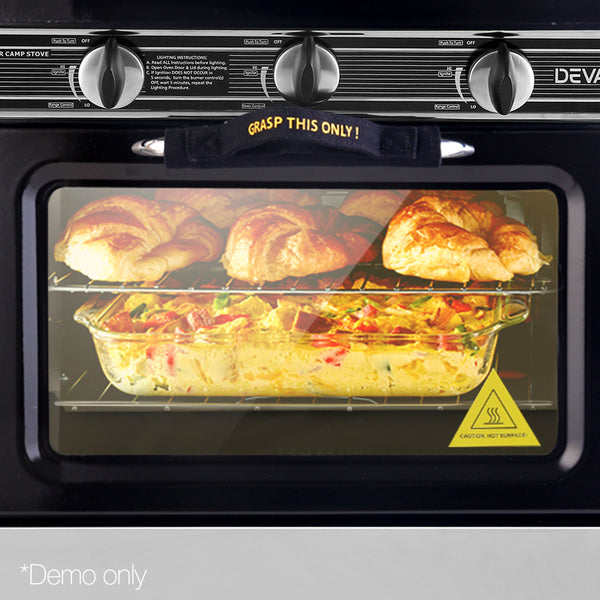 Devanti 3 Burner Portable Oven - Silver & Black