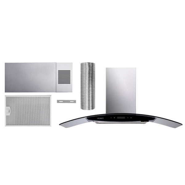 DEVANTi Commercial Rangehood Range Hood Stainless Kitchen Canopy 900mm