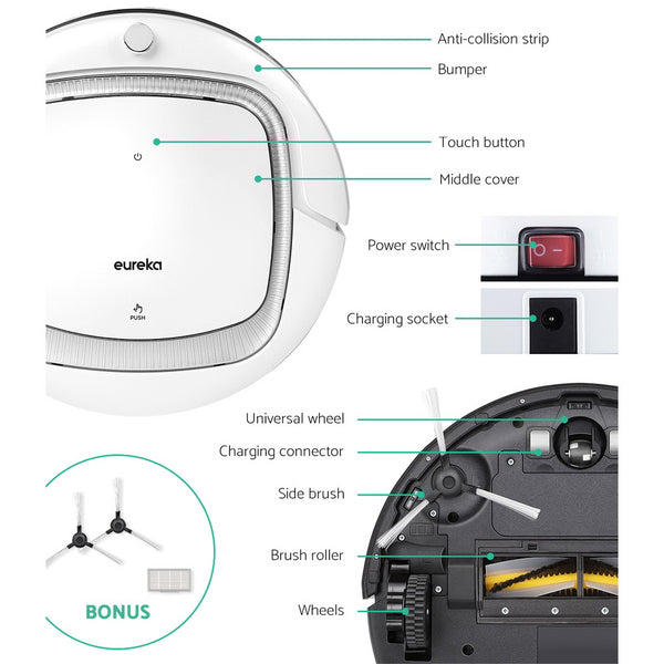 Eureka Robot Robotic Vacuum Cleaner Auto-Recharge Remote Control