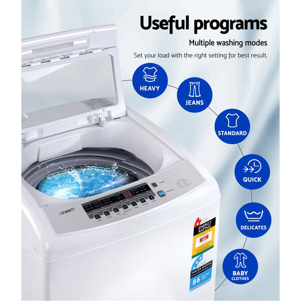 Devanti 10kg Top Load Washing Machine