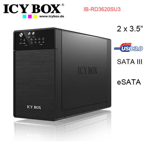 ICY BOX External dual RAID system for 3.5 SATA I/II/III HDD with USB 3.0 and eSATA (IB-RD3620SU3)"