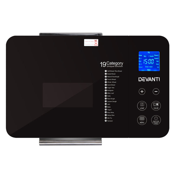 Devanti Stainless Steel 19 In 1 Bread Maker with Fruit and Nut Dispenser