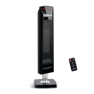 Devanti 2000W Portable Electric Ceramic Tower Heater - Black