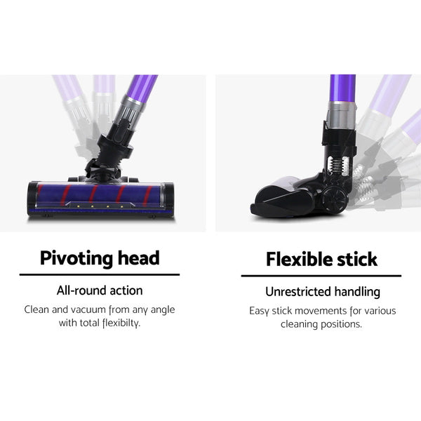 Devanti Cordless 150W Handstick Vacuum Cleaner - Purple and Grey