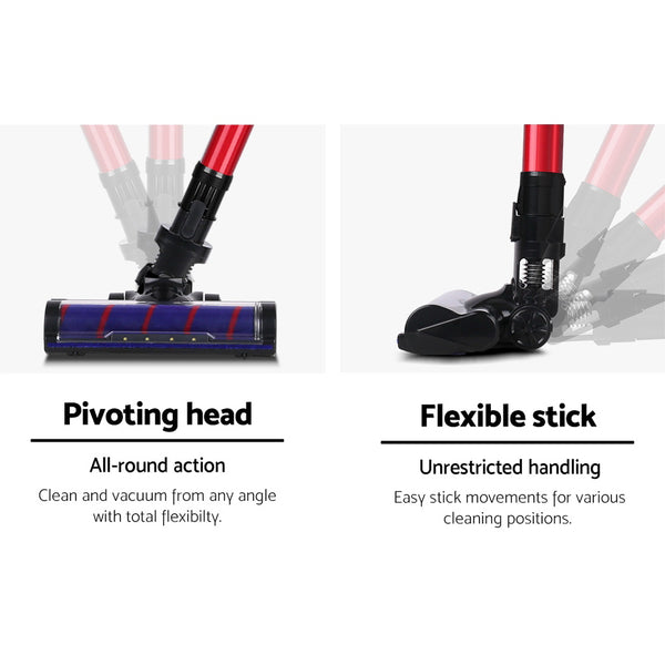 Devanti Cordless 150W Handstick Vacuum Cleaner - Red and Black